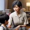 子どもを育てる40代看護師のイラスト